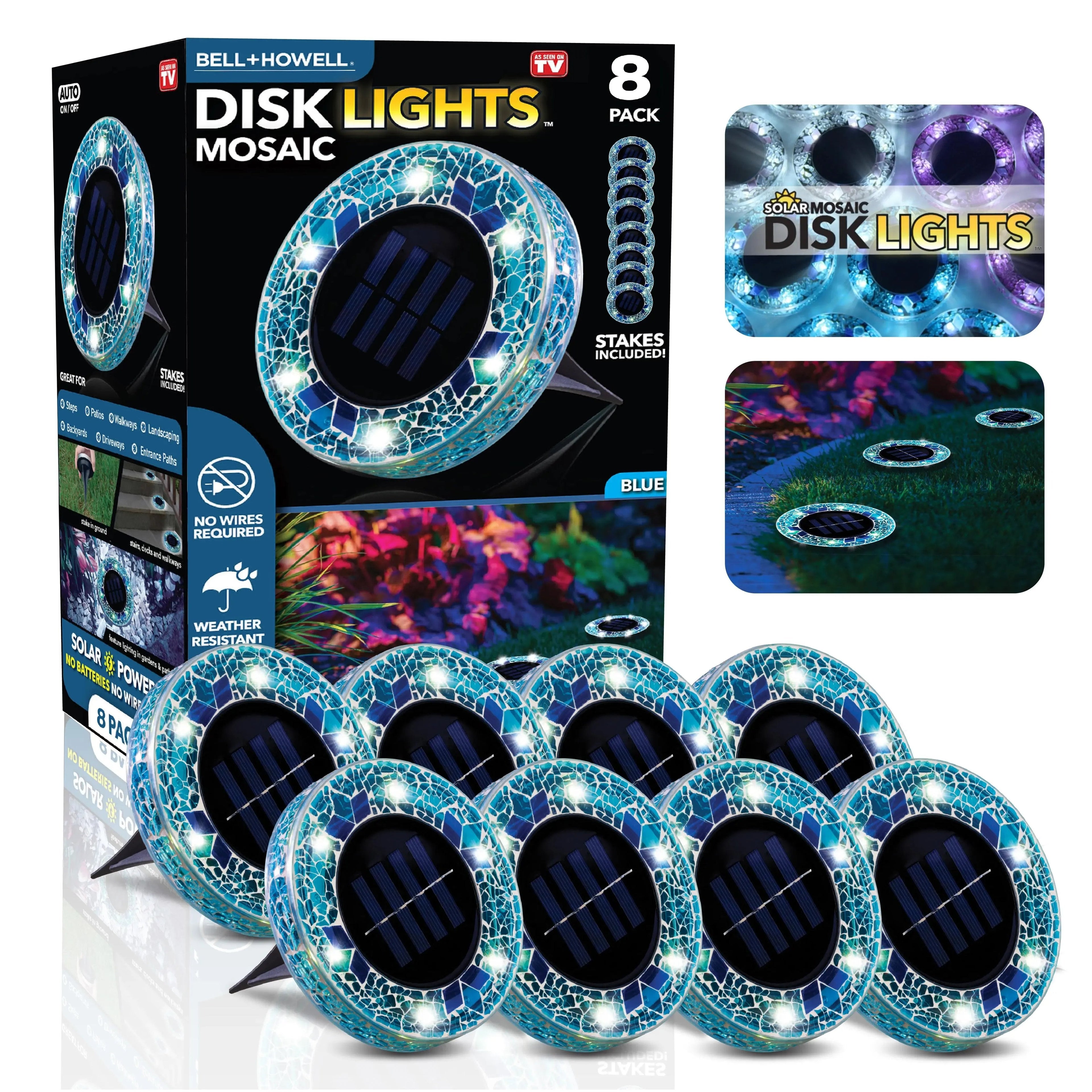 ✨4/8 Pack Solar Outdoor Mosaic Disk Lights, Waterproof Decorative Pathway LED Light