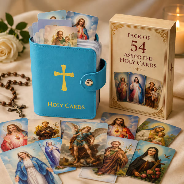🙏Catholic Faux Leather Holy Card Holder – Pocket Prayer Card Organizer with Snap Closure🎁