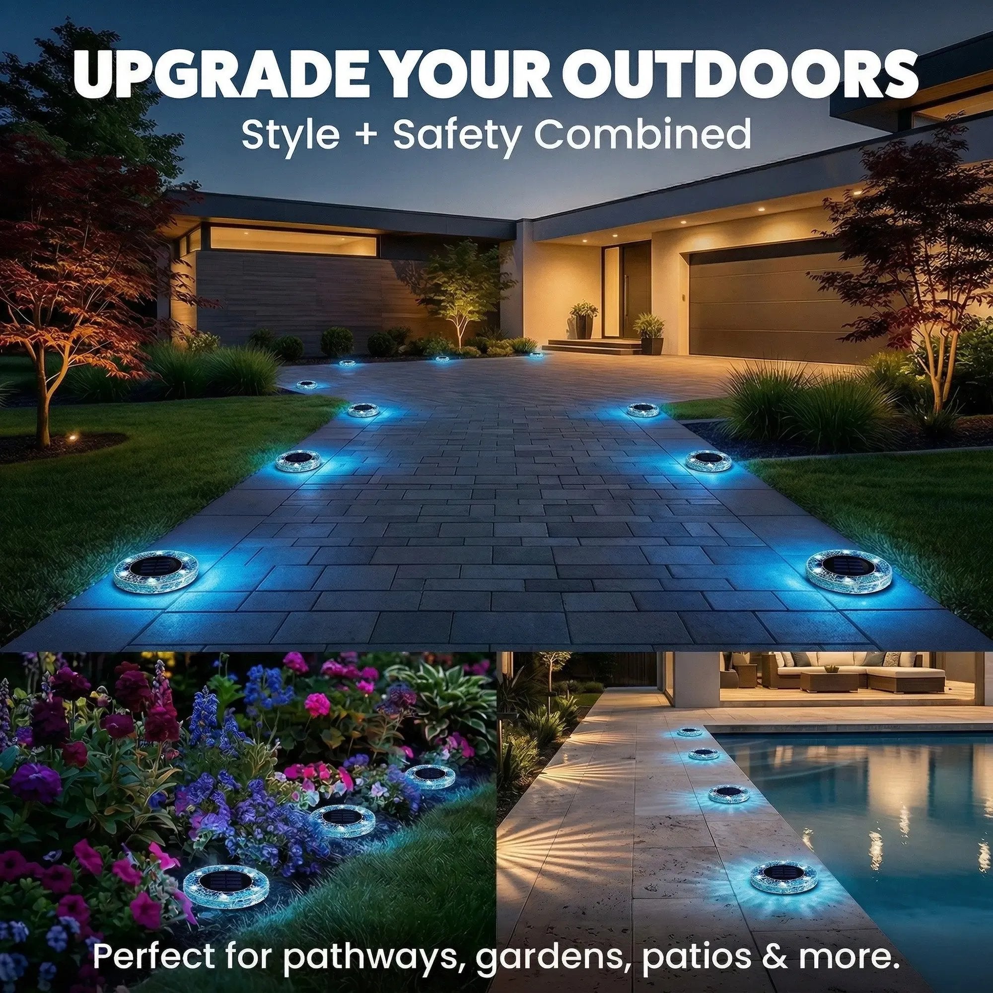 ✨4/8 Pack Solar Outdoor Mosaic Disk Lights, Waterproof Decorative Pathway LED Light