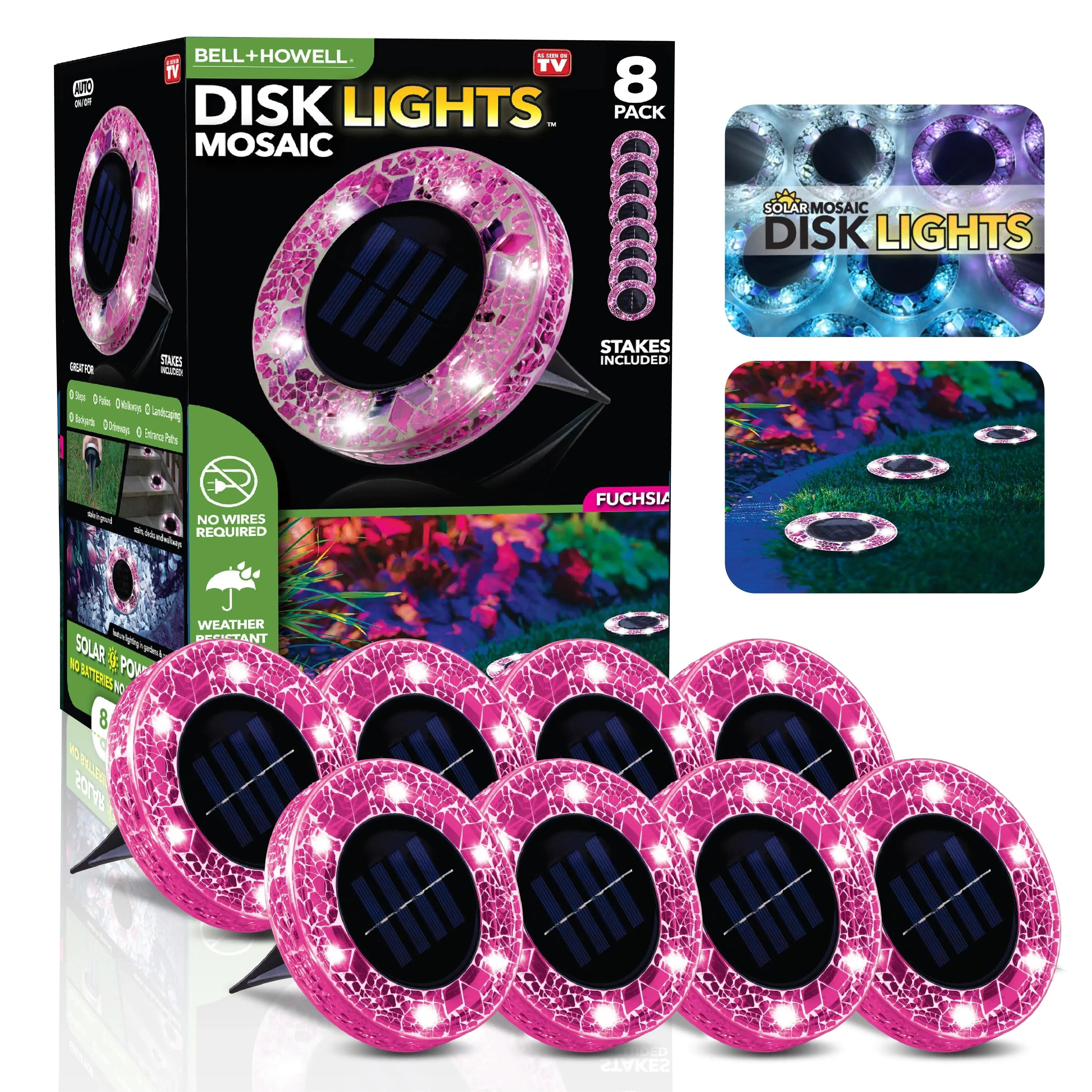 ✨4/8 Pack Solar Outdoor Mosaic Disk Lights, Waterproof Decorative Pathway LED Light