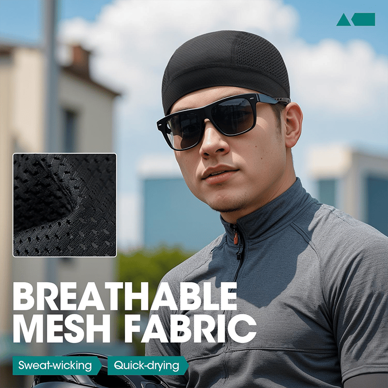 🧢 2 Pack Breathable Skull Cap for Men | Lightweight Sweat-Wicking Head Wrap & Helmet Liner for Cycling, Running & Motorcycling