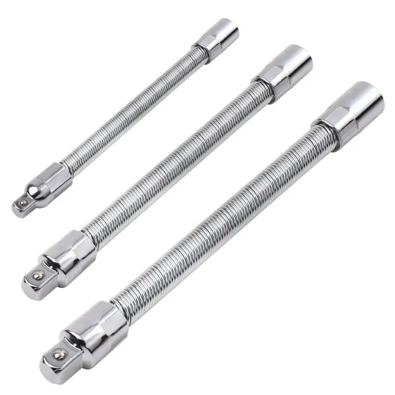 Flexible Socket Extension Bar Set – Bendable Ratchet Wrench Extensions for Tight Spaces, Carbon steel Automotive Repair Tool Kit