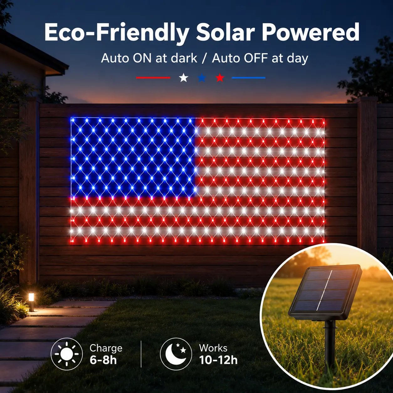 🔥Last Day: 49% OFF-Solar American Flag Net Lights