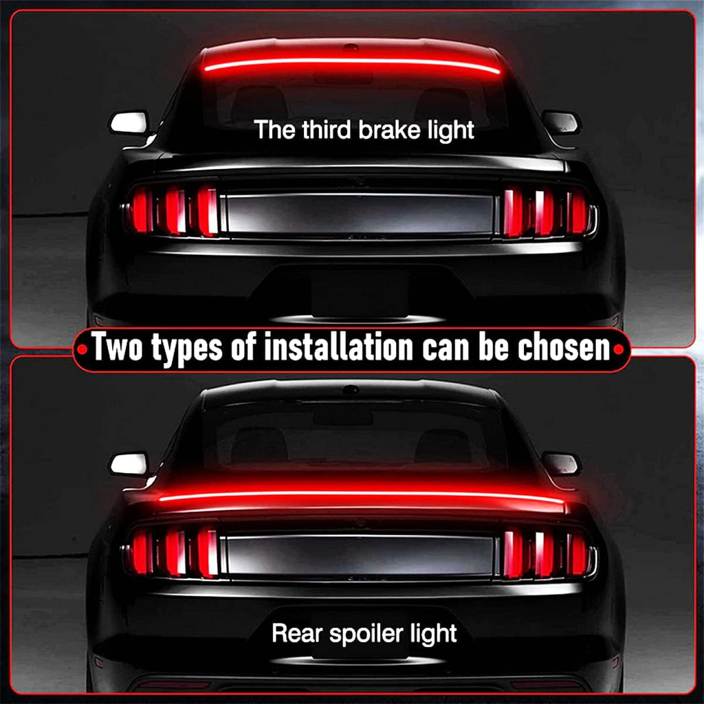 🏎️ 47Inch(1.2M) Carbon Fiber LED Spoiler Light Strip | 5-in-1 Sequential Flashing Third Brake Tail Light for Universal Cars