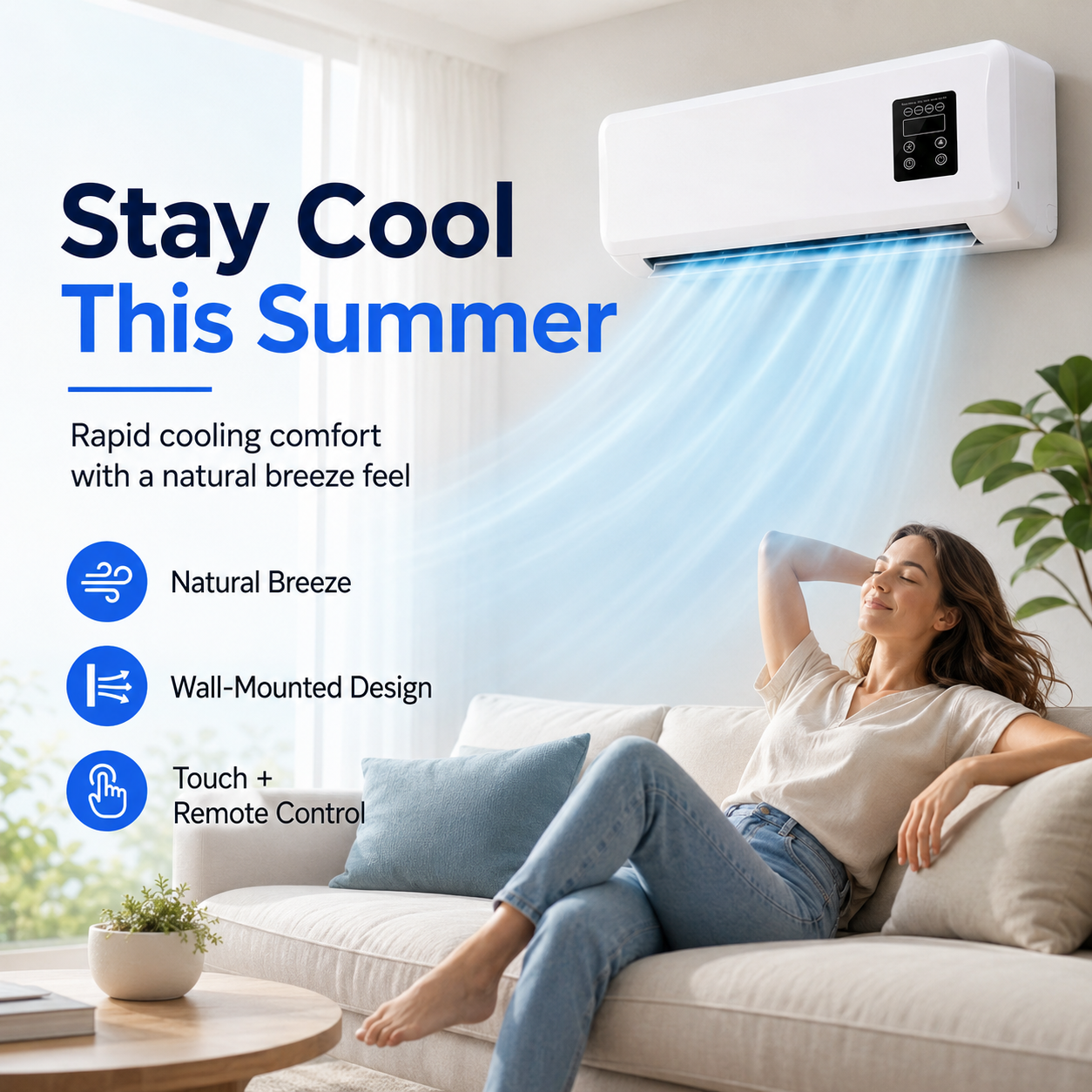 2-in-1 Wall Mounted Air Cooler & Heater with Remote Control