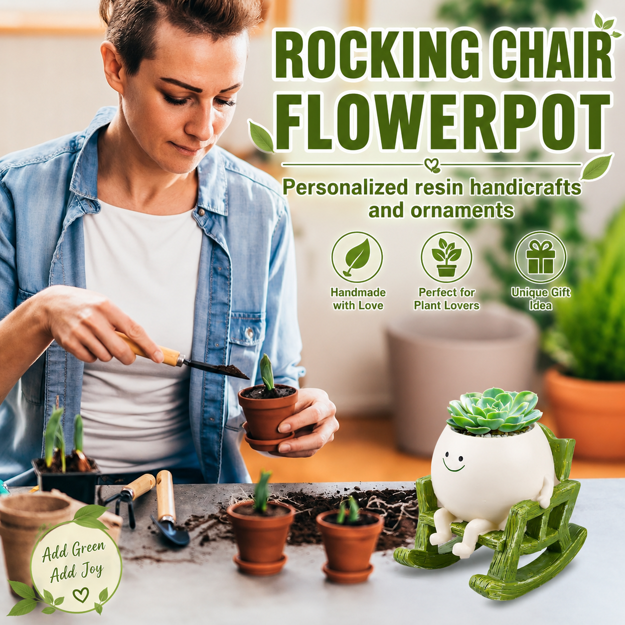 🎉Buy 2 Free Shipping😊Smiley rocking chair flower pot