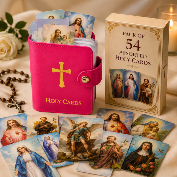 🙏Catholic Faux Leather Holy Card Holder – Pocket Prayer Card Organizer with Snap Closure🎁