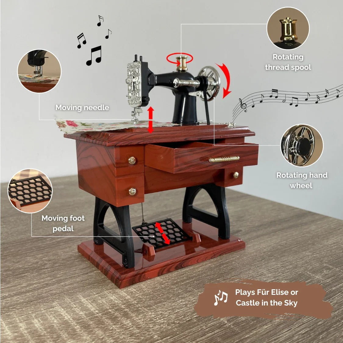 Sewing Machine-Shaped Music Box