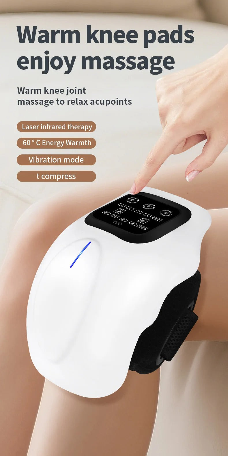 Knee Massager Smart Heat, Red Light Therapy, and Vibration Massage - FSA or HSA eligible