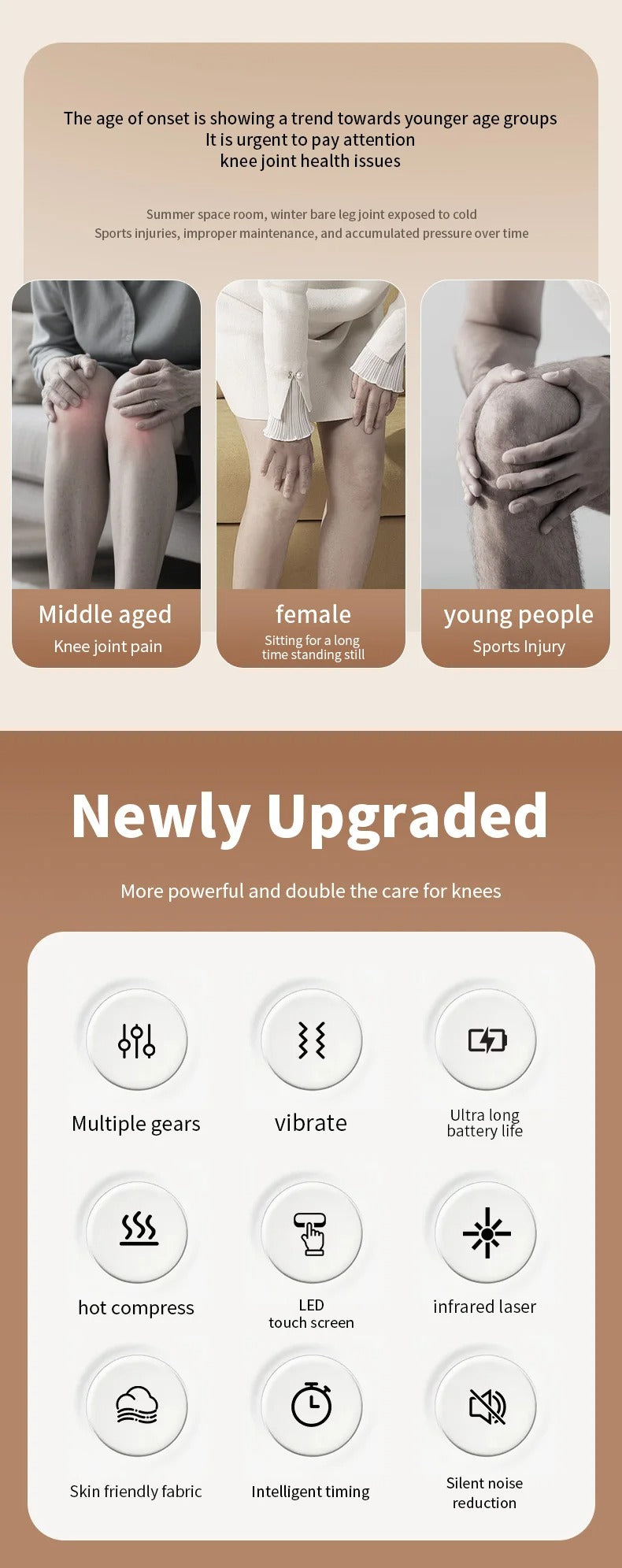 Knee Massager Smart Heat, Red Light Therapy, and Vibration Massage - FSA or HSA eligible