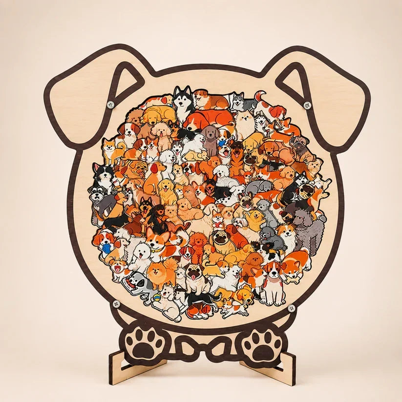 Morandi-Colored Cat Shaped Wooden Jigsaw Puzzle