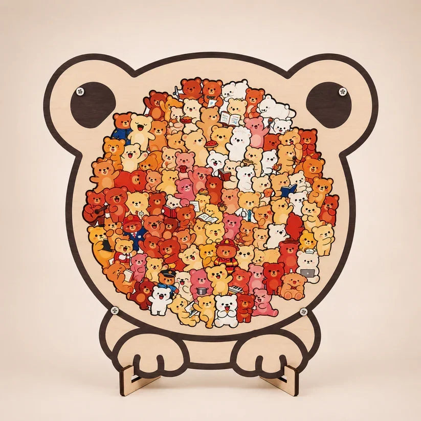 Morandi-Colored Cat Shaped Wooden Jigsaw Puzzle