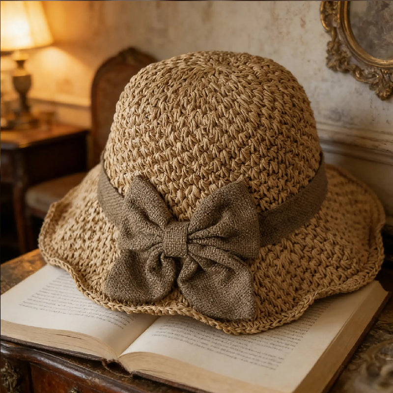 🌞Elegant Woven Straw Sun Hat with Bow