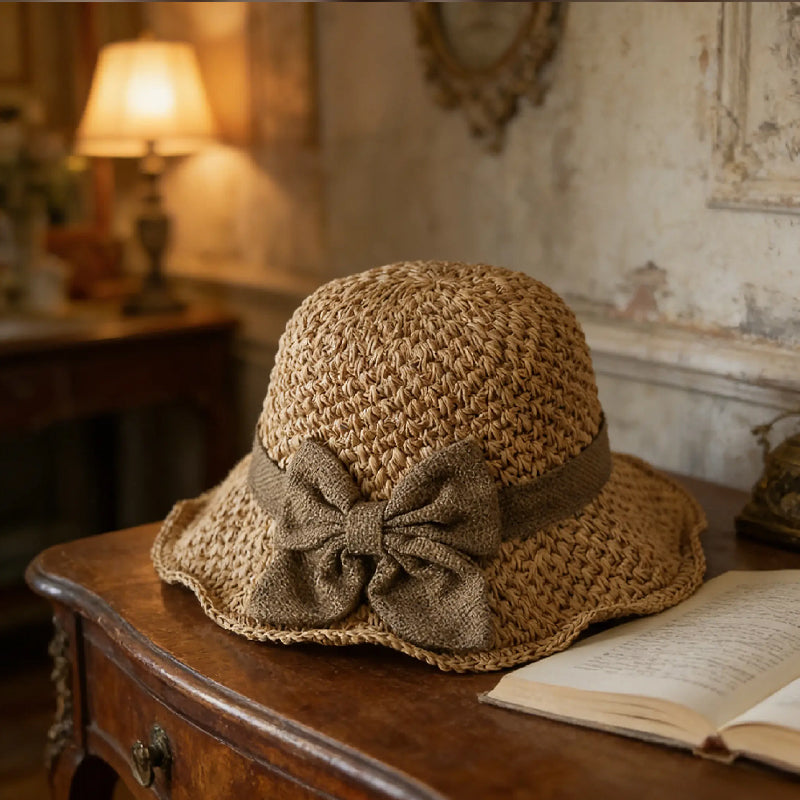 🌞Elegant Woven Straw Sun Hat with Bow