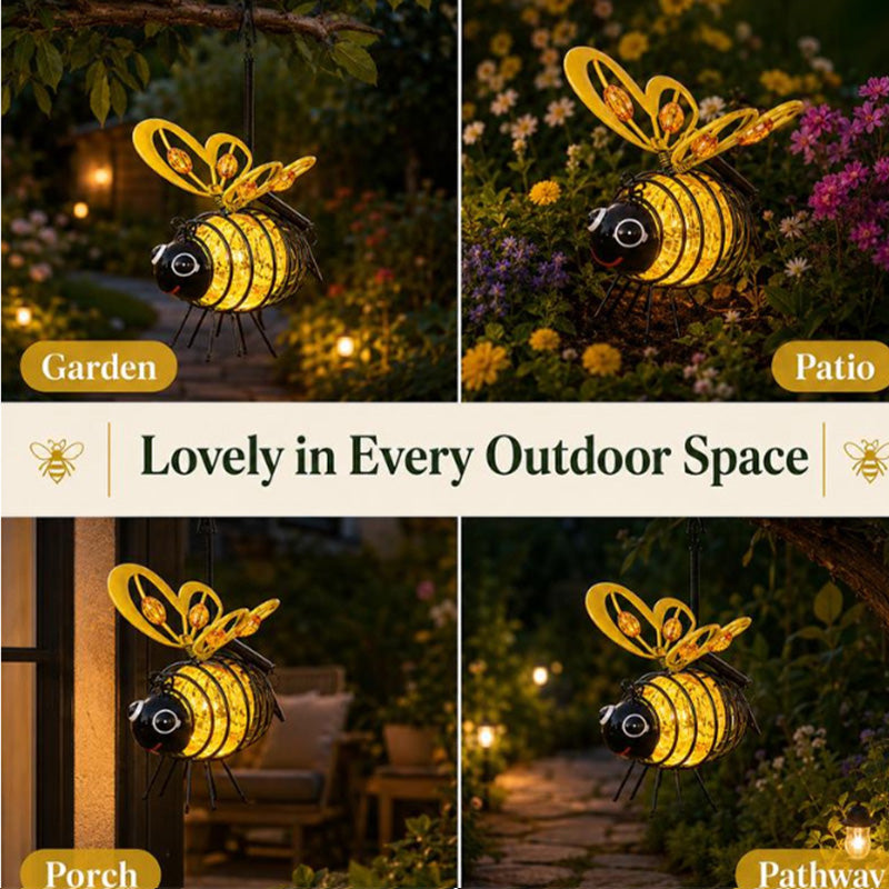 🌙🍃🪴Hanging Solar Bee Light – Warm Amber Glow, Flicker-Free, Perfect for Garden Parties, Camping, or Kids’ Rooms – Spread Joy Day and Night 🌞🌜