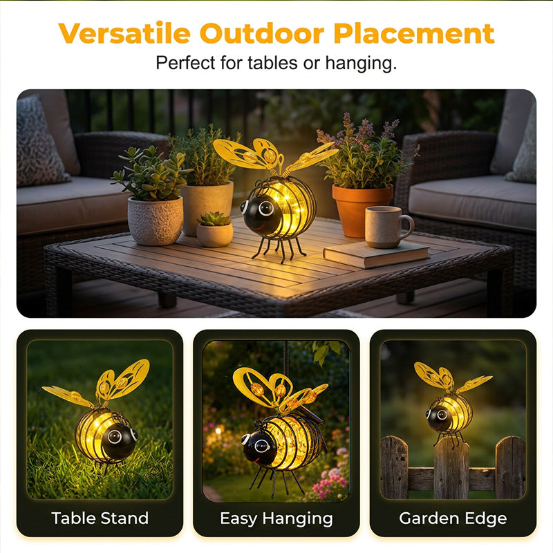 🌙🍃🪴Hanging Solar Bee Light – Warm Amber Glow, Flicker-Free, Perfect for Garden Parties, Camping, or Kids’ Rooms – Spread Joy Day and Night 🌞🌜